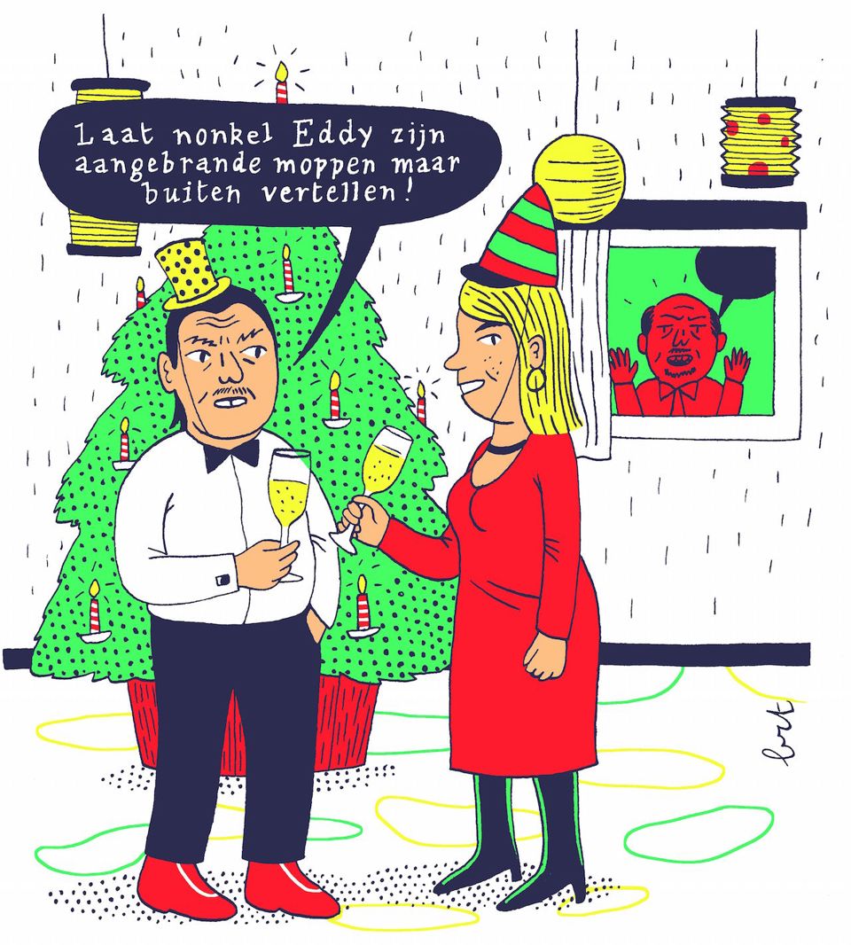 Cartoon over Veilig Feesten Eindejaar