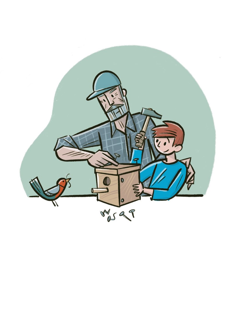 Samen Knutselen - op vakantie bij oma en opa - illustratie: Stef Rymenants