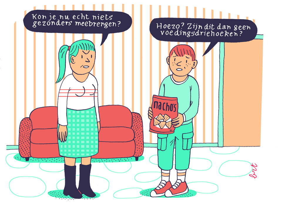 Cartoon als je tiener zich te dik voelt