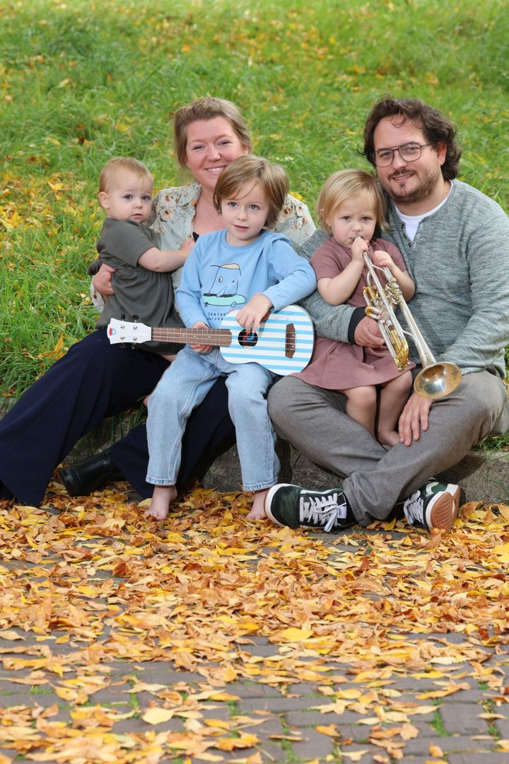 Familiefoto van het gezin van Hanne en Nathan